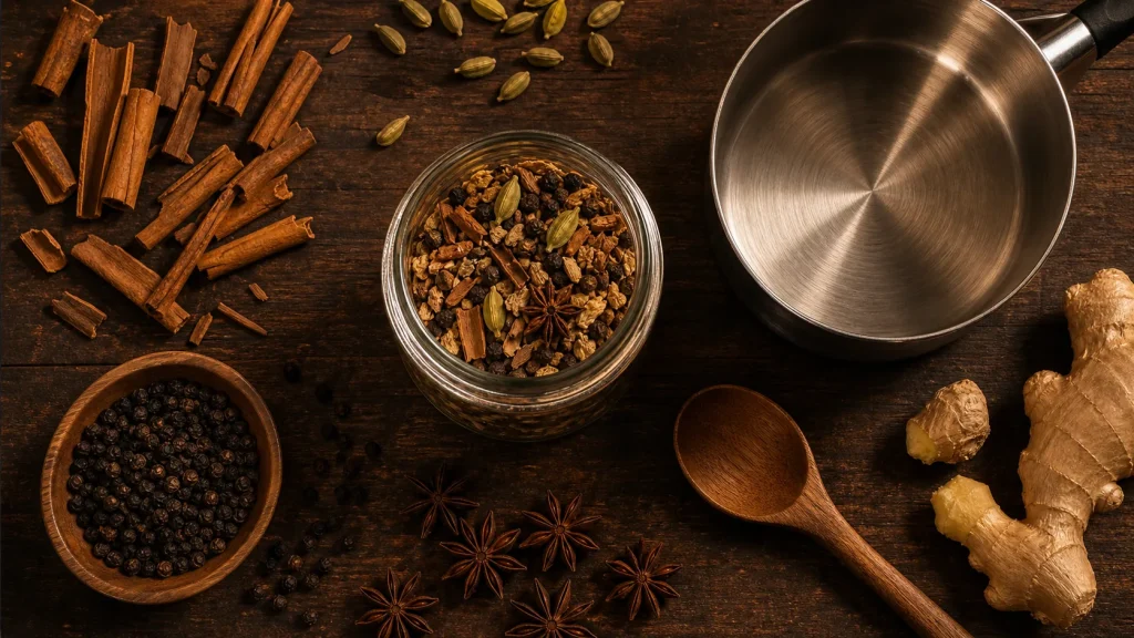 Chai épices : choisir le bon mélange, le griller 2 à 3 min et le préparer avec ou sans thé