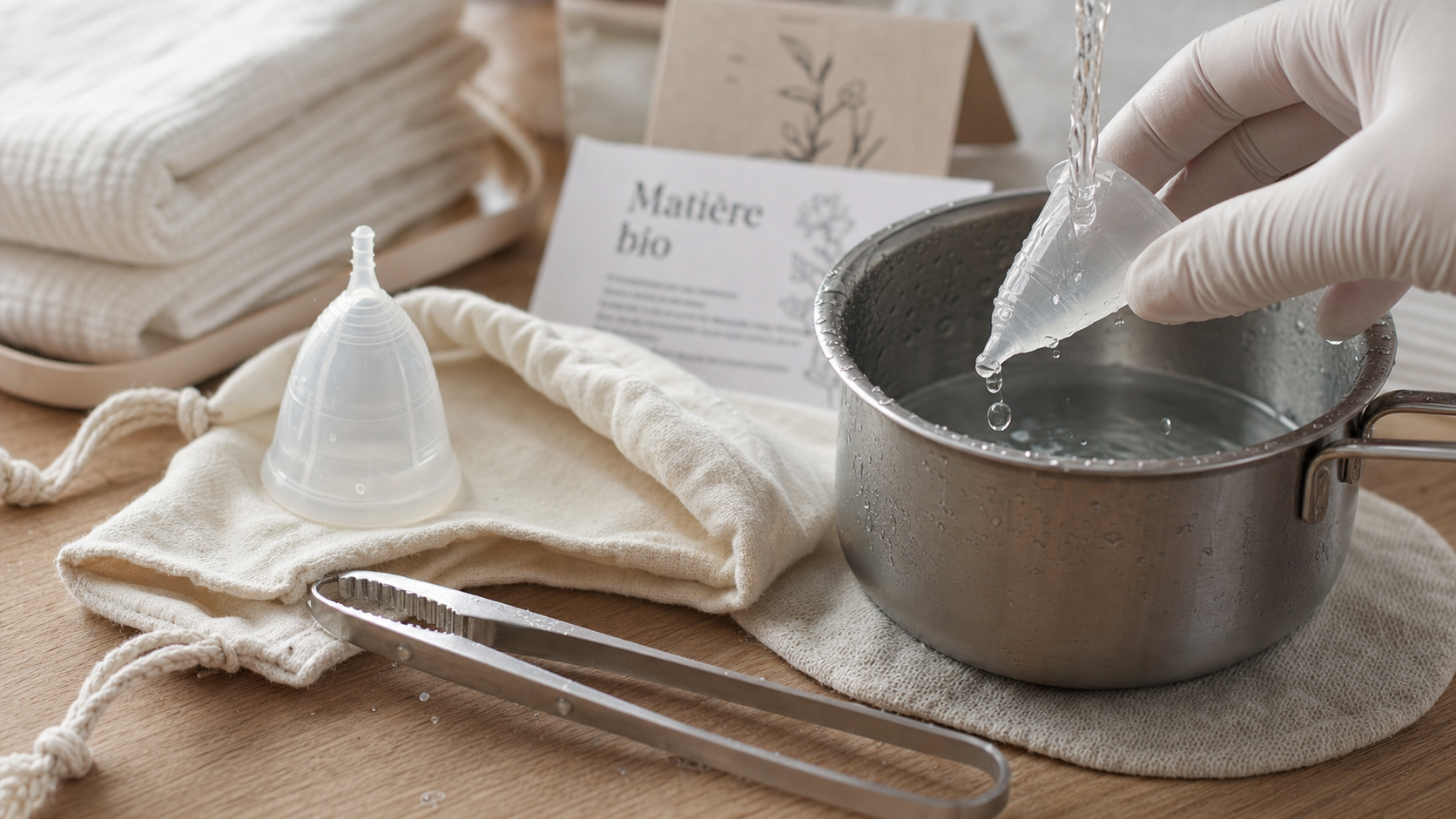 Coupe menstruelle bio en silicone médical, rinçage sous l’eau