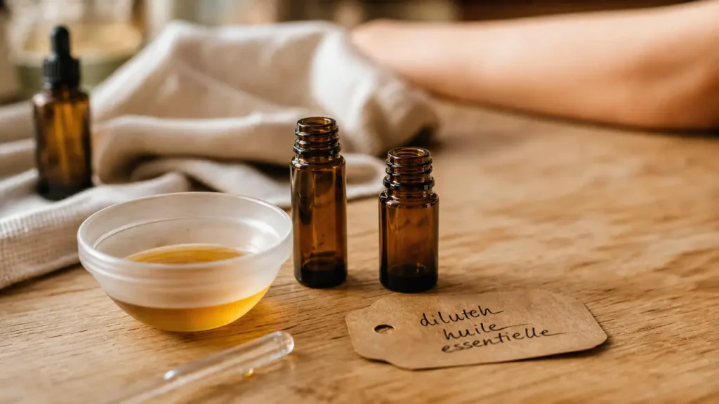 Dilution d’huile essentielle : huile végétale, dosage et application pure à éviter