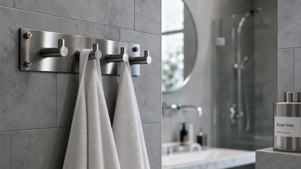 Porte-manteau pour salle de bain : adhésif, vissé ou inox, le choix qui tient vraiment