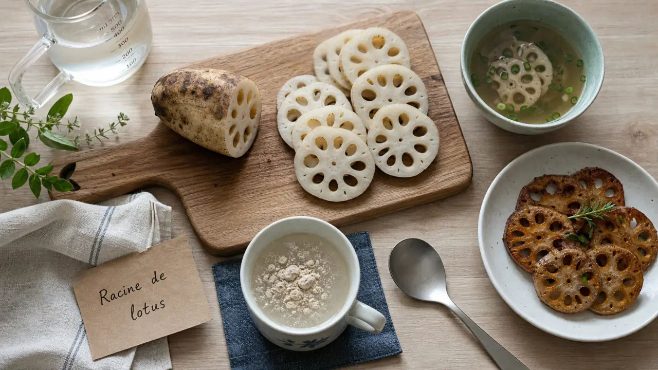 Racine de lotus bienfaits : tranches et poudre, fibres et antioxydants