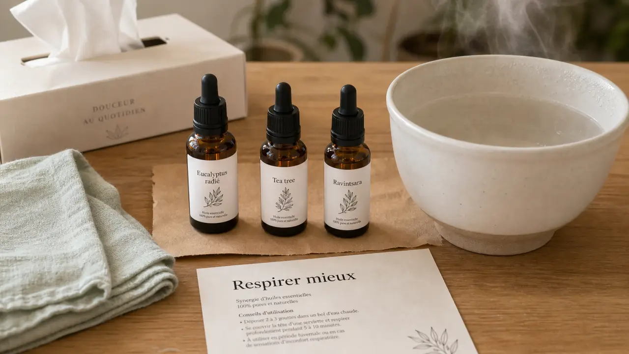 Rhume et huiles essentielles : eucalyptus, tea tree, ravintsara, nez bouché et vapeur