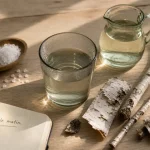 Sève de bouleau et sommeil : verre de sève de bouleau sur table