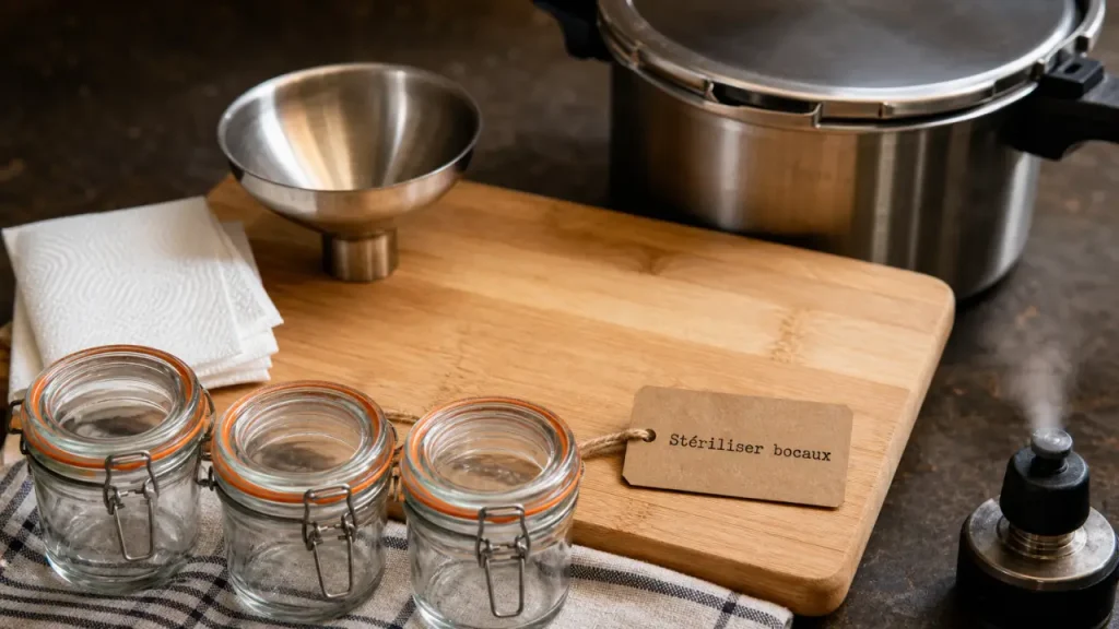 Stériliser des bocaux à la cocotte-minute : pression, 2 cm de vide et refroidissement naturel