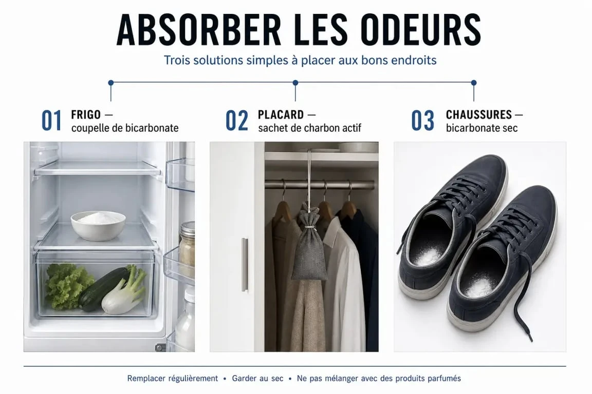 Méthodes de désodorisants maison pour le frigo, les placards et les chaussures