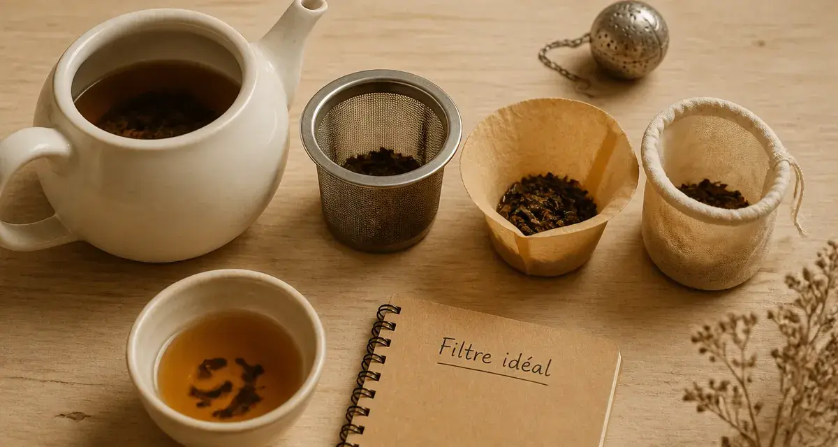 Filtres thé inox, papier et coton pour comparer l’infusion du thé