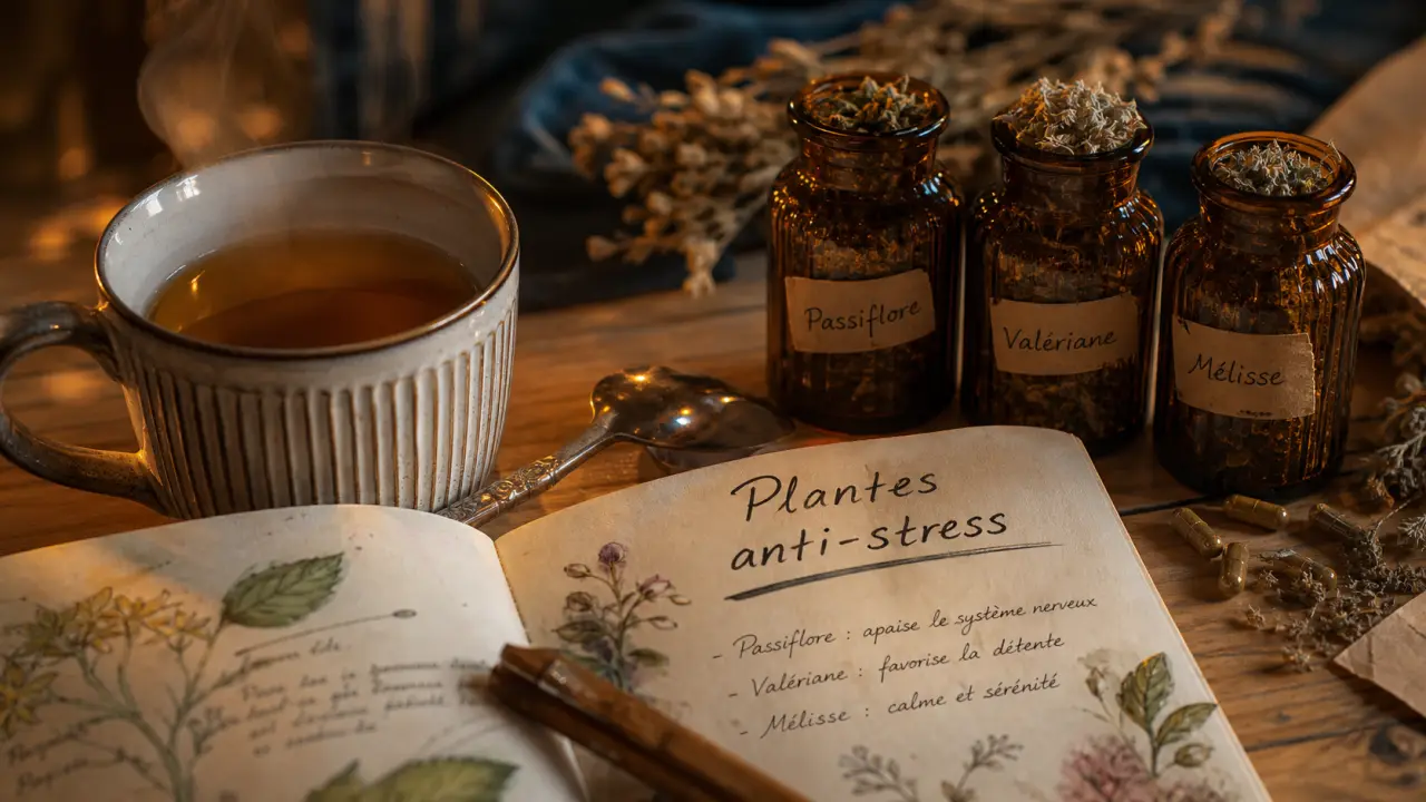 Tisane et plantes pour stress et phytothérapie : passiflore, valériane, mélisse
