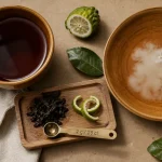 Thé noir bergamote en tasse Earl Grey, infusion 90°C