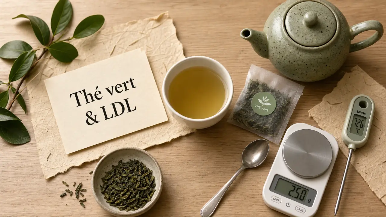 Thé vert et cholestérol : tasse de thé vert et LDL