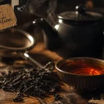 Vertu du thé noir : feuilles, liqueur ambrée et tasse, bienfaits et concentration