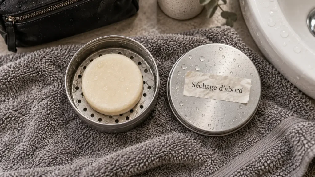 Boîte à shampoing solide : protéger le pain sans enfermer l’humidité
