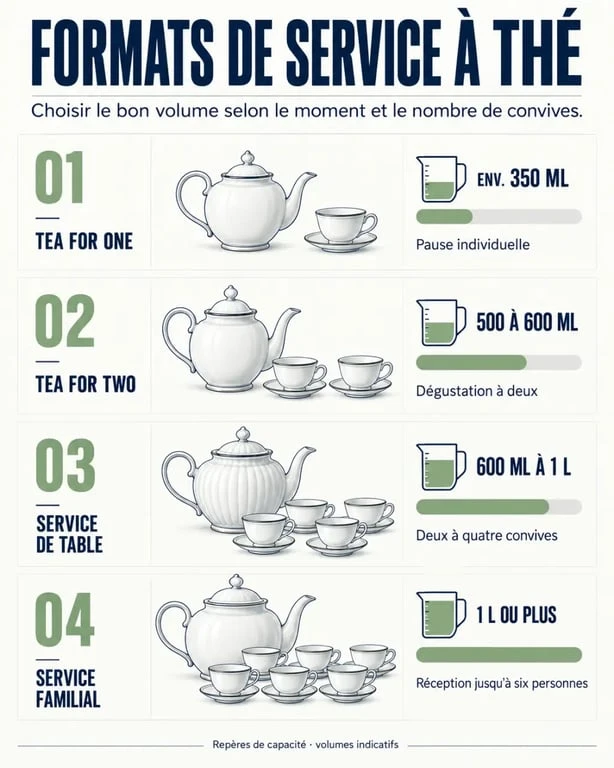 Service à thé : formats, capacités et usages selon le nombre de personnes