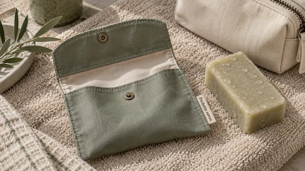 Pochette à savon solide étanche : le réflexe qui évite le sac de douche qui fuit