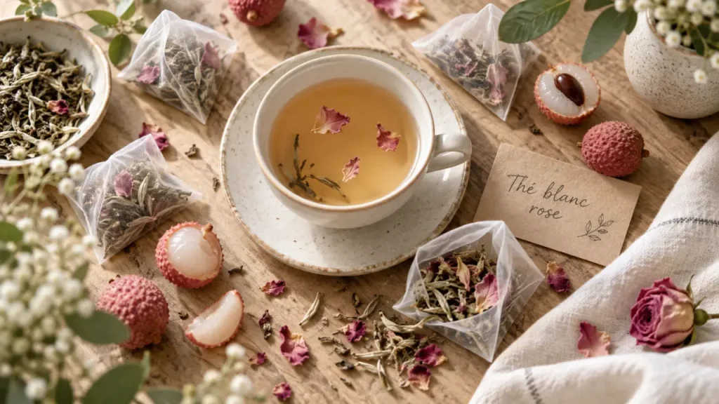 Thé blanc rose litchi : 90 °C et 4 minutes pour préserver ses arômes