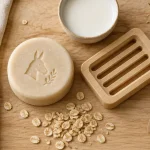 Shampoing solide lait d'anesse sur savon : flocons d’avoine et lait